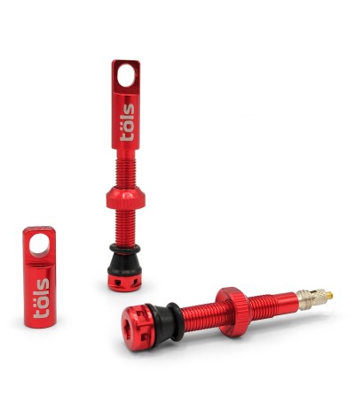 Valves Tubeless Aluminium Rouge 44mm